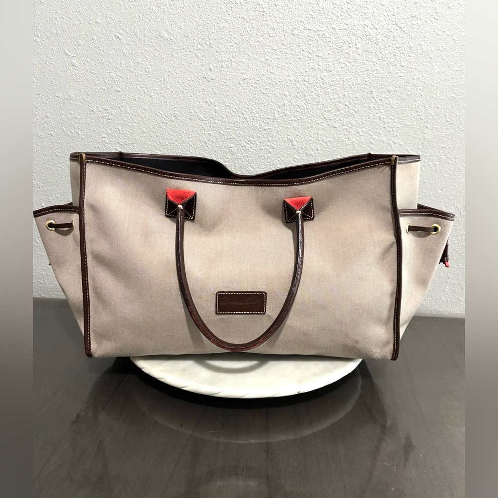 Dooney & Bourke Duffle Large Brown Leather Tassel Weekender Satchel Travel Bag